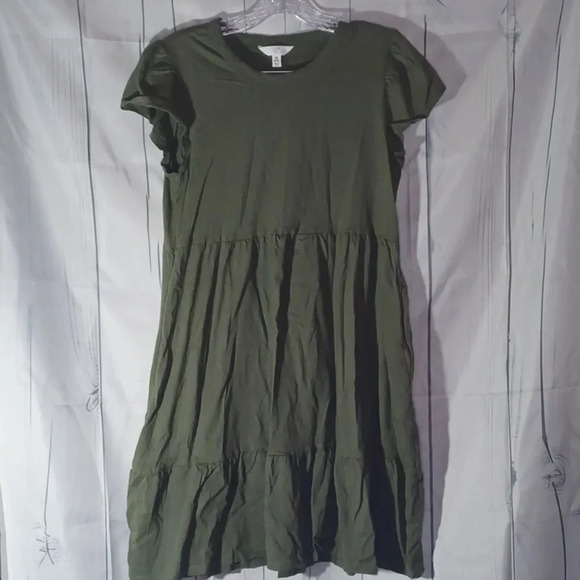 Time and Tru Olive Green Short Sleeve Dress - Picture 1 of 7